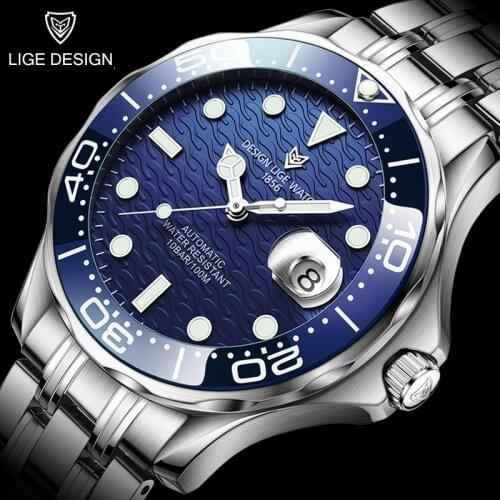2021 New Sport Clock LIGE Top Brand Luxury Men Automatic Mechanical Watches 316L Steel Waterproof Mechanical Calendar Wristwatch