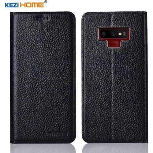 For Samsung Galaxy Note 9 case KEZiHOME Litchi Genuine Leather Flip Stand Leather Cover For Samsung note 9 note9 Phone cases