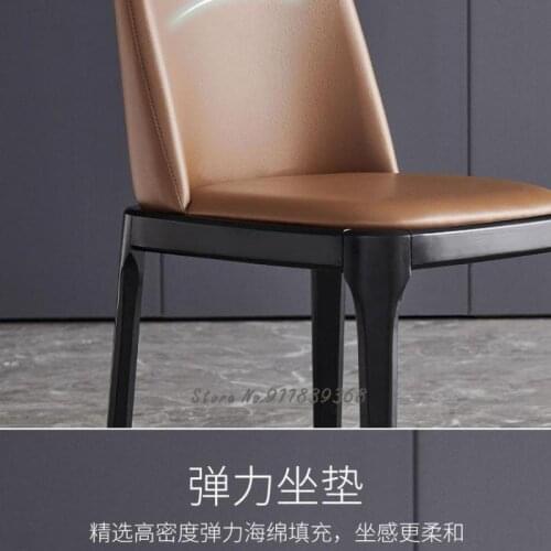Home Nordic solid wood dining chair hotel cafe restaurant backrest leisure chair leather light luxury small apartment wooden cha