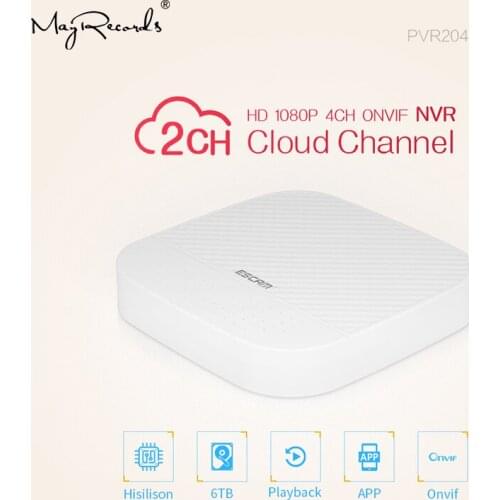ESCAM PVR204 1080P 4+2CH ONVIF NVR with 2ch Cloud Channel For IP Camera System