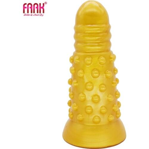 FAAK Big anal sex toys silicone pumpy butt plug golden dildos adult products erotic male masturbator anus massage 2020 new