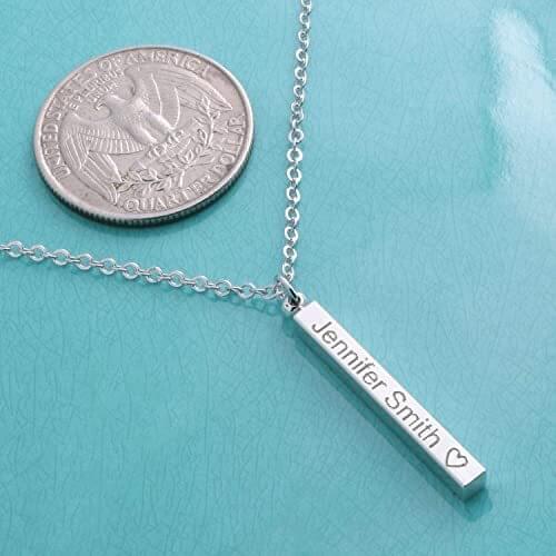 Custom Titanium Bar Engrave Pendant Necklace For Women Nameplate Letter Choker Necklace Personalized Gift