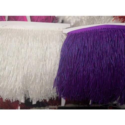 Pretty design stock 5yards 5 colors option beads tassel fringe 15cm width for bridal dress decoration