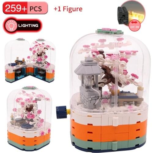 259+PCS Creative LED Light Rotating Box Building Blocks Friends City Street Classic Blocks Assembly DIY Bricks Toys For Kids