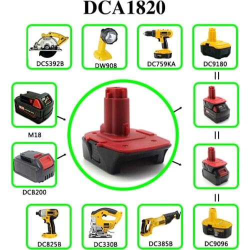 Best DCA1820 20V Max to 18V Battery Converter Adapter for Milwaukee M18 Dewalt Slide Battery Cordless Drill(ONLY Adapter)