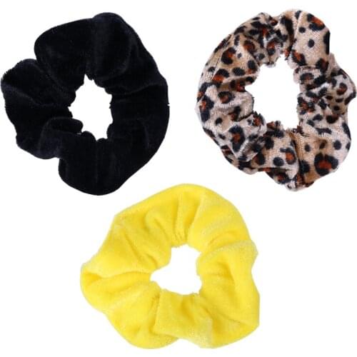 Fashionable Vintage Velvet Large Intestine Circle Pattern Pure Color Hair Circle Yellow Velvet Tie Hair Rope