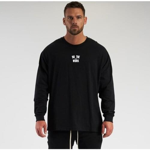 Oversized Long Sleeve T Shirt Mens Fashion Streetwear Loose Fitness Clothing Spring Autumn Brand Gym T-shirt Workout Tshirt