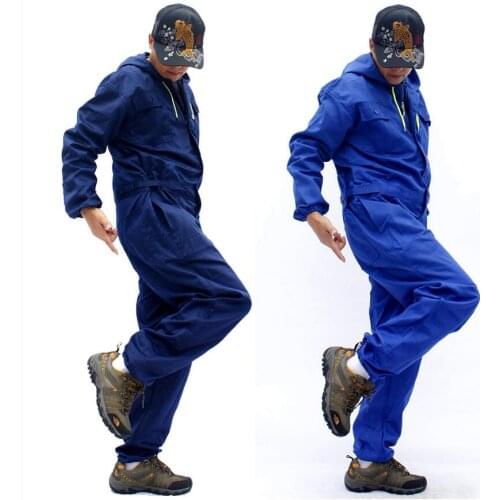M-4xl Loose Large Size Mens Casual One-piece Overalls Hooded Long-sleeved Uniform Jumpsuit Wear Resistant Siamese Pants