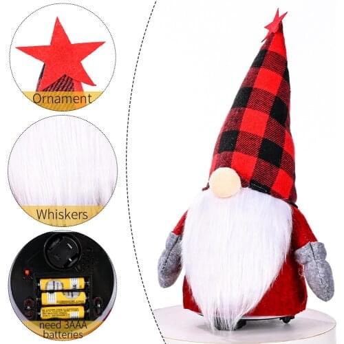 NEW 2022 Christmas Decoration Christmas Red Black Plaid Hat Electric Doll Rudolph Faceless Doll Decorations For Home Decore