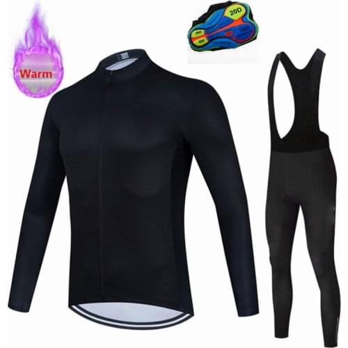 Clothing Bib Pants Warm Sets New STRAVA Winter Thermal Fleece Set Cycling Clothes Mens Jersey Suit Sport Riding Bike MTB