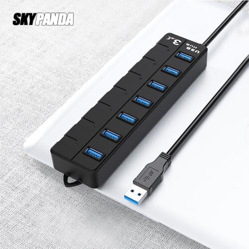 Sub-control 7-Port USB 3.0 Hub 60cm/120cm 5V2A Power Supply Simultaneously Use Hard Drive USB3.0 Splitter For Laptop Desktop