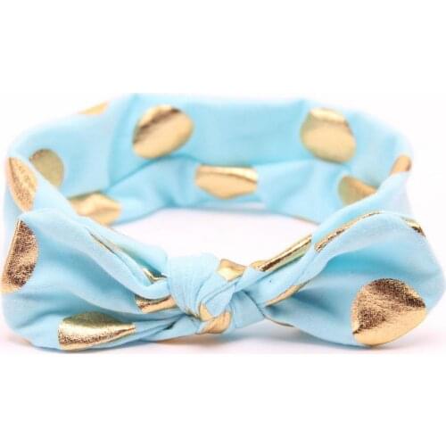 500pcs Kids Foil Stamping Polka Dot Headbands Babe Turban Bowknot Rabbit Ear Hairband