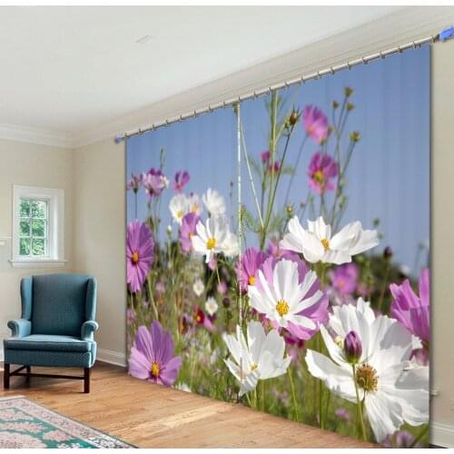 New Flowers butterflies Printing Luxury 3D Blackout Curtains For Living room Bedding room Drapes Cotinas para sala Home Decorat