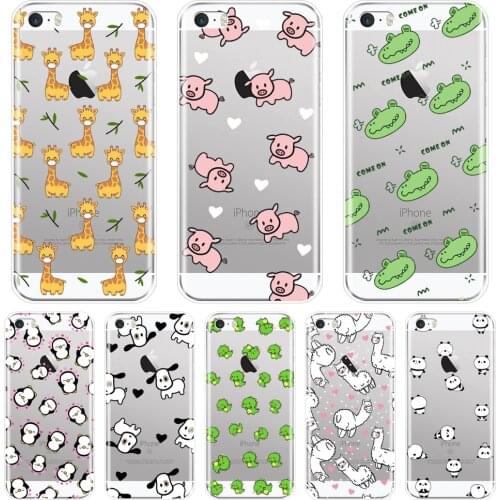 Pink Pig Dog Panda Dinosaur Alpaca Giraffe Phone Case Silicone For iPhone 5C 5S SE 5 S Soft Back Cover For iPhone 4S 4 S