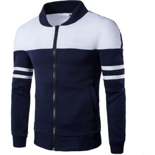 Men Zipper Hoodies Sweatshirts Spring Autumn Hoody Jackets Fashion Patchwork Stripe Slim Fit Hoodie Men Male Man Tracksuits