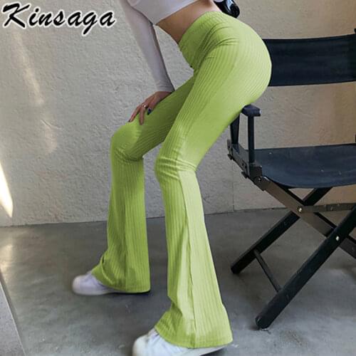 Vintage Brown Low Rise Skinny Flare Pants Women Street Y2k Slim Ribbed Trousers Korean E-girl Purple Jogger Leggings Bottoms 90s