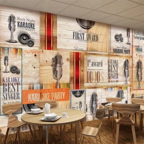 Wellyu Custom large mural wallpaper trend of the trend of music fashion wood grain bar KTV tooling background wall