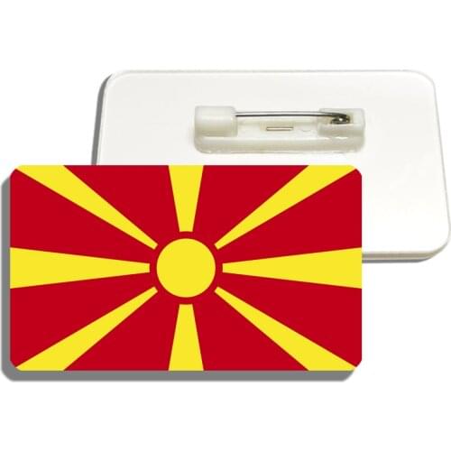 Macedonia National Flag Lapel Pin Resin Shirt Brooch For Women Patriotism Badge Hat Bag Accessory