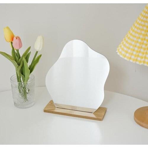 Ins Makeup Mirror Irregular Make up Mirror Star shape Acrylic lens Wooden Base maquillaje Beauty Tools bathroom Mirror Dropship