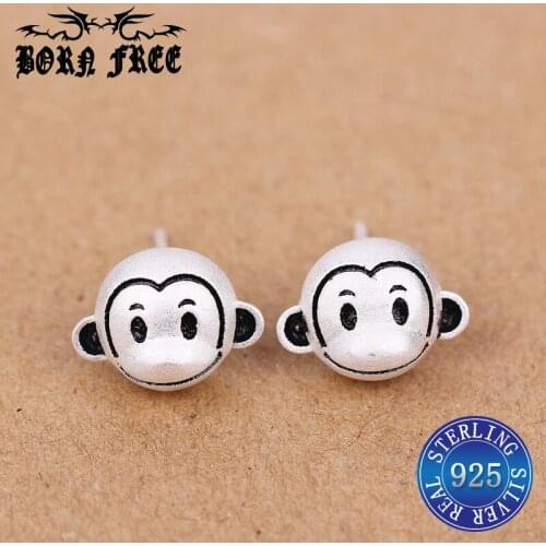 925 sterling silver jewelry stud earrings monkey women earings aretes de mujer joyas pendientes mujer moda 2019 tiny earrings