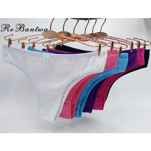 Rebantwa 10pcs Sexy Womens Thongs G-strings Lingerie Bikinis Tanga Ladies Panties Briefs Cotton Underwear D Back L XL Wholesale