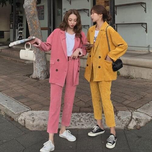 Of The Net Red Suit Female 2021 Spring Autumn New Fashionable Chic Style Suit Corduroy Jacket Women + Two-Piece Suit