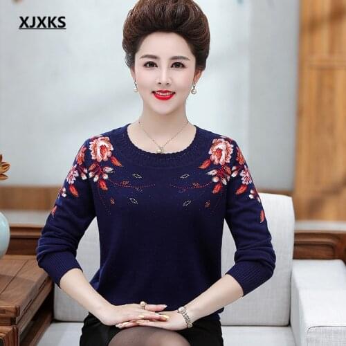 XJXKS Round neck long-sleeved sweater women pullover 2021 autumn winter new loose plus size women wool knitted sweater