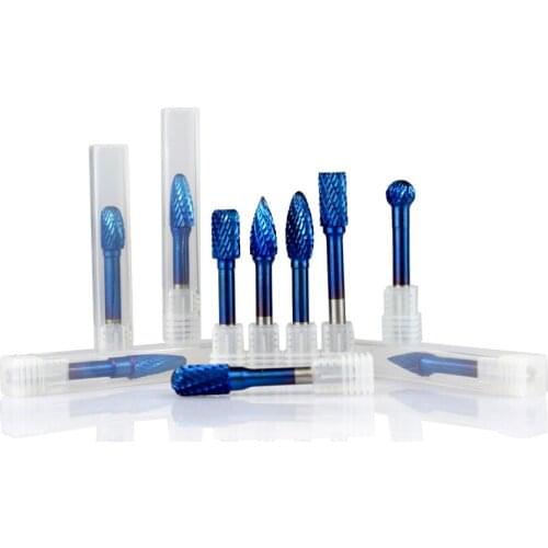 1pc 6x10mm tungsten carbide rotary burss super nano blue coated double cut rotary file