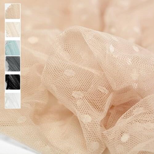 170CM Wide 60G/M Weight Stretch Dots Jacquard Polyester Net Fabric for Spring Summer Dress DE1277