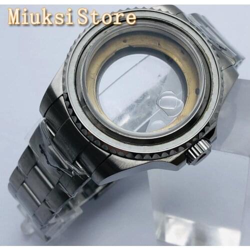 Bliger 43mm mens silver sterile case sapphire glass stainless steel case fit ETA2836 Miyota82 serie, DG2813/3804 NH35 36movement