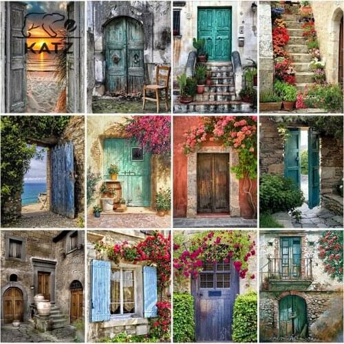 Diamond Painting Garden Scenery Gate Flower Art Embroidery Crossing Diy Street Foyer Mosaic Art Cross Stitch Home Decoration