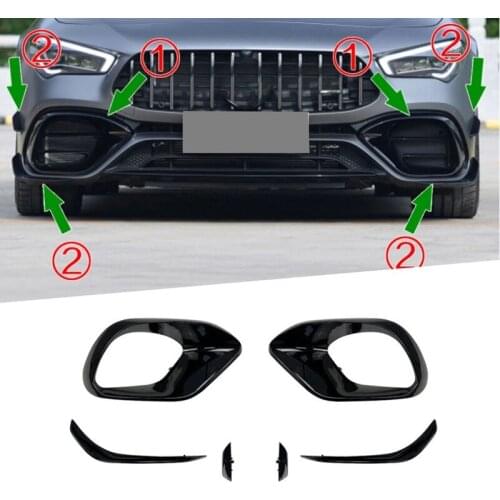 Car Front Bumper Lip Air Vent Fog Lamp Covers Trims Fins Splitters For Mercedes Benz W118 C118 CLA45 AMG 2020