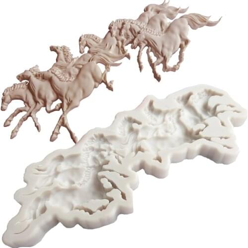 Run Horse Shape Fondant Cake Silicone Mold Cookie Ice Cream Molds Biscuits Candy Chocolate Mould Baking Cake Decoration Tools