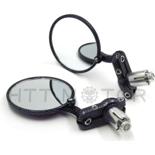 Free Shipping 1Pair 7/8" 22mm Aluminium Motorcycle Round Rear View Handle Bar End Side Mirrors Aftermarket Motorcycle Parts