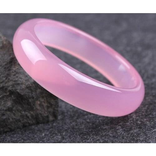 Natural Pink Jade Bangle Bracelet Chalcedony Genuine Hand-Carved Charm Jewelry Agate Accessories Fashion Amulet Women Lucky Gift