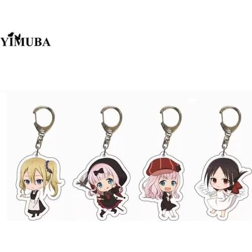 Sweet Anime Kaguya-sama: Love Is War Keychain Japanese Cartoon Acrylic Figure Shinomiya Kaguya Fujiwara Chika Key Ring Holder