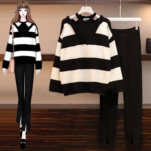 Womens Pants Autumn Oversized Traf New Style Korean Spring Striped Sweater Black Trousers Fashion Suit Y2k Pants for Women