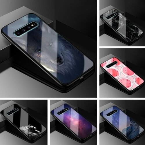 For Samsung S10 Case S10 Plus PC Plastic Glass Phone Case Black TPU Bumper Cover for Samsung Galaxy S10 Plus S10e S10 Lite S 10