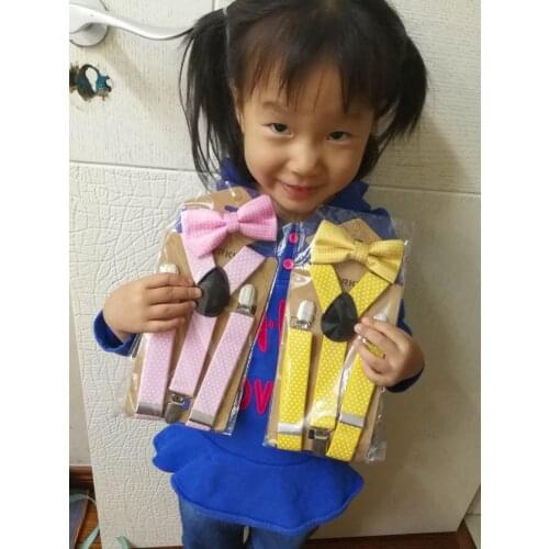 130pcs/lot kids Adjustable Elastic Y-Back Braces Baby Suspenders polka dot wedding ring bearer with butterfly bow tie