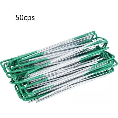 E56C 50pcs Garden Stakes Landscape Staples U-Type Turf Staples for Artificial Grass