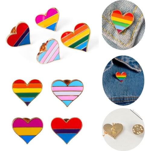 New Rainbow Enamel Pins Round/Heart Lesbian Bisexual Badge Lapel Denim Hat Brooches Men Women Collar Pin Jewelry Accessories