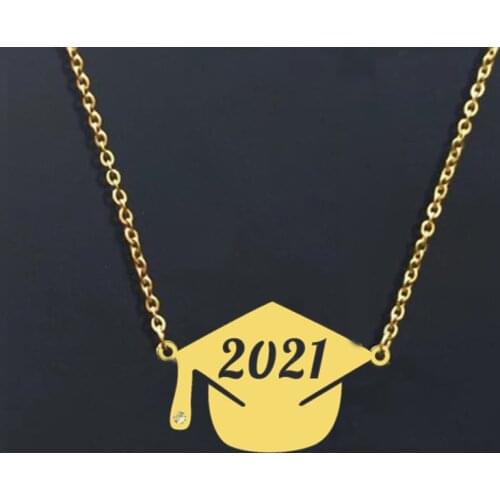 Dainty CZ Dr Hat Graduation Necklace For Women Best Friends Gifts Minimalist Jewelry Stainless Steel Gold Graduation Bracelet