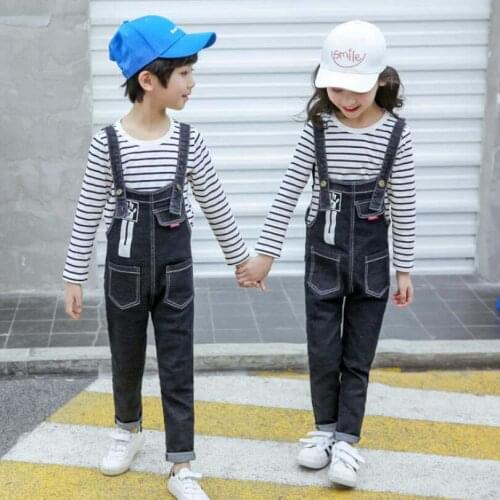 Girls Denim Overalls Spring autumn Fashion New Children Clothing Kids suspender trousers black Girls Casual jeans short 3-14 Y