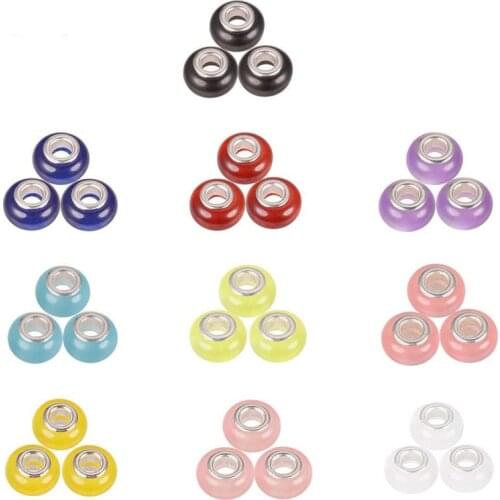 10Pcs Lot Round Cat Eye Large Hole European Beads Bulk Spacer Charms Fit Pandora Bracelet Women Hair Pendants for Jewelry Making