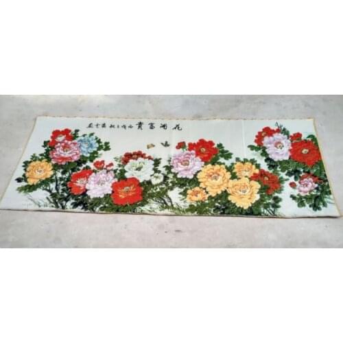 Beautiful silk embroidery riches and honor peony flowers hibiscus flowers painting