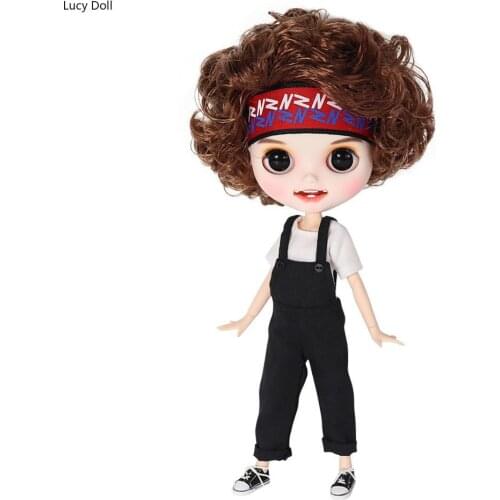 1/6 bjd factory blyth doll azone body small chest body matte face customized doll open mouth brown hair BL9158 30CM, DBS