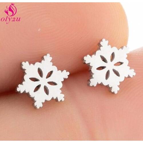 Retro Hot Sale Fashion Unrepaired Steel Snowflake Stud Earrings Unusual Cartoon Mini Silver Color Earrings Jewelry Trend 2020