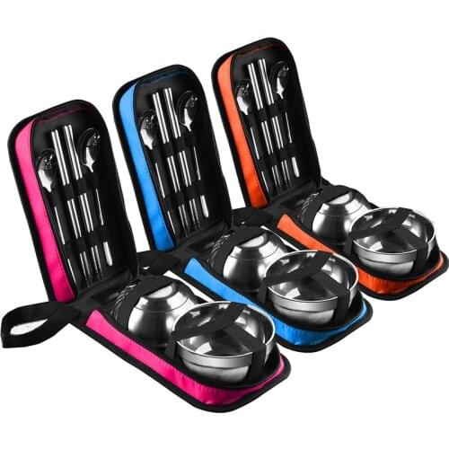 Steel Steel Bento Bowl Set Double Layer Rice Bowl For Outdoor Portable Travel Bento Bowls Set