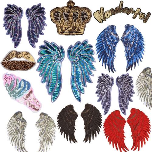 Sewing On Patches On Clothes Dress Angel Wings Patch Applique Sew On Patches For Clothing Crown Lips Fabric Sewing Accessories