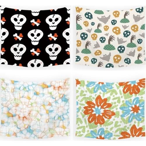 Skull flowers macrame tapestry wall boho wall decor kawaii room decor pink world map tapestry moroccan decor anime tapestry Home